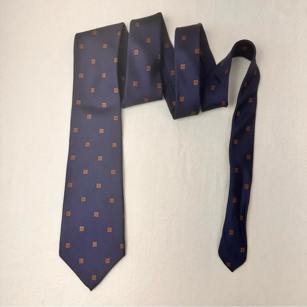 Lazarus Vintage Men's Tie Silk Blue Geometric Necktie Classic Office USA Made